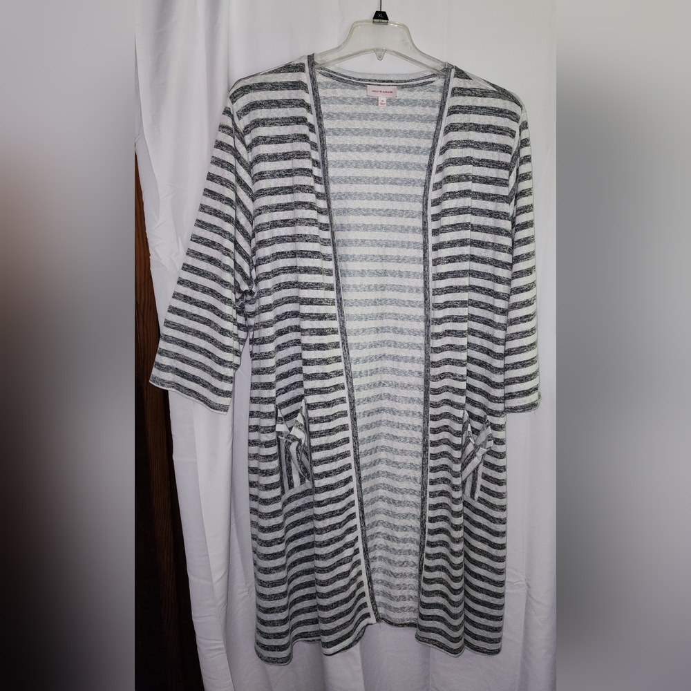 Kimono Duster Molly & Isadora Charcoal Grey / Ivory three-quarter sleeve